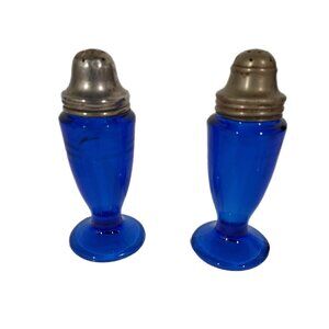 Salt And Pepper Shakers L E Smith Cobalt Blue Mt Pleasant